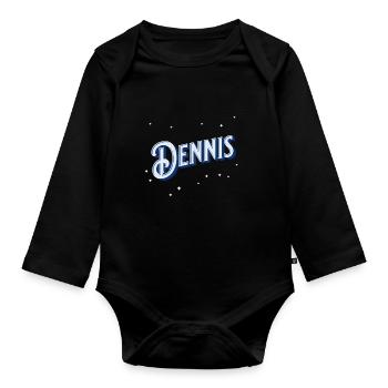 Dennis name personalized - Organic Longsleeve Baby Bodysuit - black - Front