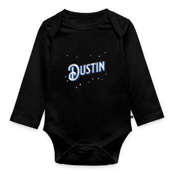 Dustin Namen personalisiert - Baby Bio-Langarm-Body - Schwarz - Vorne