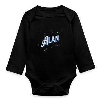 Alan Namen personalisiert - Baby Bio-Langarm-Body - Schwarz - Vorne