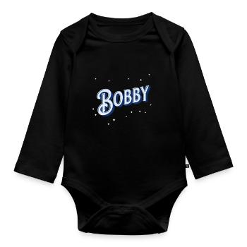 Bobby name personalized - Organic Longsleeve Baby Bodysuit - black - Front