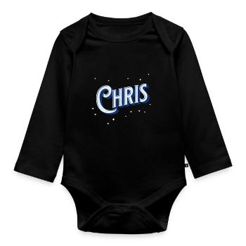 Chris Namen personalisiert - Baby Bio-Langarm-Body - Schwarz - Vorne