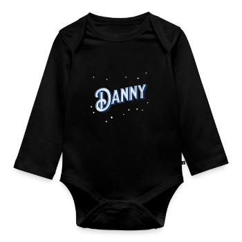 Nom de Danny personnalisé - Body Bébé bio manches longues - noir - Devant