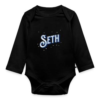 Nom Seth personnalisé - Body Bébé bio manches longues - noir - Devant