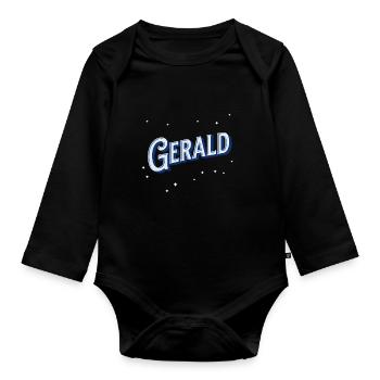 Gerald name personalized - Organic Longsleeve Baby Bodysuit - black - Front