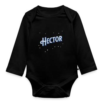 Nom Hector personnalisé - Body Bébé bio manches longues - noir - Devant