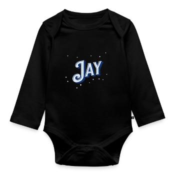 Jay name personalized - Organic Longsleeve Baby Bodysuit - black - Front