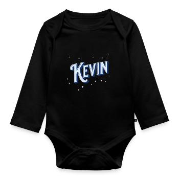 Le prénom de Kevin personnalisé - Body Bébé bio manches longues - noir - Devant