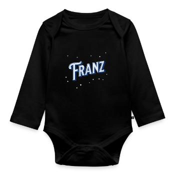 Franz name personalized - Organic Longsleeve Baby Bodysuit - black - Front