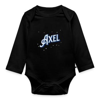 Axel Namen personalisiert - Baby Bio-Langarm-Body - Schwarz - Vorne
