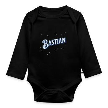 Bastian Namen personalisiert - Baby Bio-Langarm-Body - Schwarz - Vorne