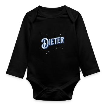 Dieter Name personalized - Organic Longsleeve Baby Bodysuit - black - Front
