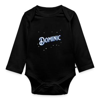 Dominic's name personalized - Organic Longsleeve Baby Bodysuit - black - Front