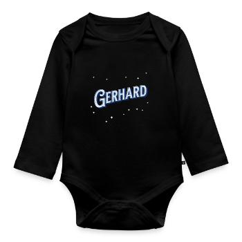 Le prénom de Gerhard personnalisé - Body Bébé bio manches longues - noir - Devant