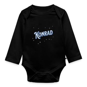 Nom Konrad personnalisé - Body Bébé bio manches longues - noir - Devant