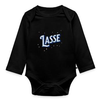 Let names personalized - Organic Longsleeve Baby Bodysuit - black - Front