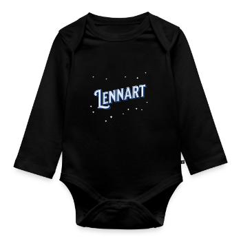 Lennart name personalized - Organic Longsleeve Baby Bodysuit - black - Front