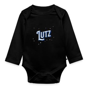 Nom Lutz personnalisé - Body Bébé bio manches longues - noir - Devant