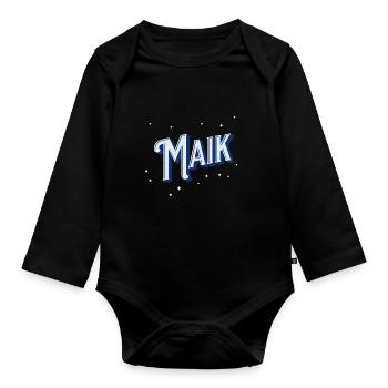 Maik Namen personalisiert - Baby Bio-Langarm-Body - Schwarz - Vorne