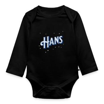 Le nom de Hans personnalisé - Body Bébé bio manches longues - noir - Devant