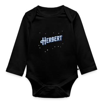 Herbert Namen personalisiert - Baby Bio-Langarm-Body - Schwarz - Vorne
