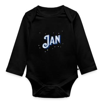 Jan name personalized - Organic Longsleeve Baby Bodysuit - black - Front