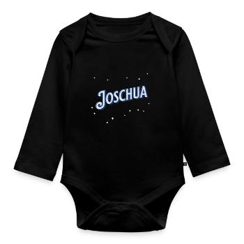Joshua's name personalized - Organic Longsleeve Baby Bodysuit - black - Front
