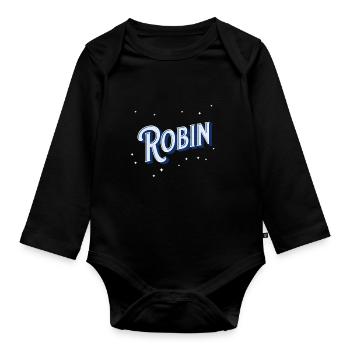 Robin Namen personalisiert - Baby Bio-Langarm-Body - Schwarz - Vorne