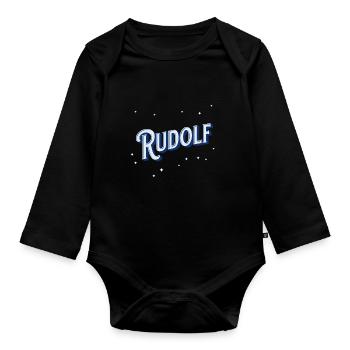 Rudolf Namen personalisiert - Baby Bio-Langarm-Body - Schwarz - Vorne