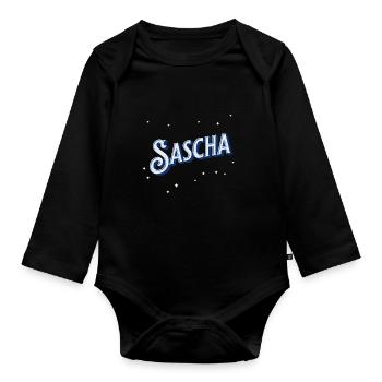 Nom Sascha personnalisé - Body Bébé bio manches longues - noir - Devant