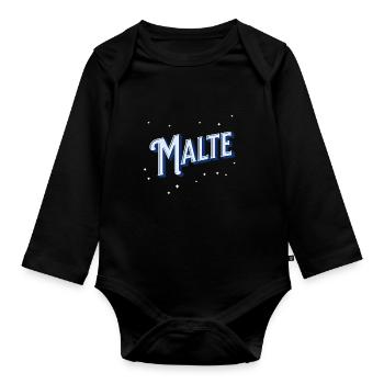 Noms Malte personnalisés - Body Bébé bio manches longues - noir - Devant