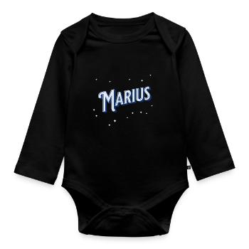 Marius Namen personalisiert - Baby Bio-Langarm-Body - Schwarz - Vorne