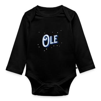 Ole name personalized - Organic Longsleeve Baby Bodysuit - black - Front