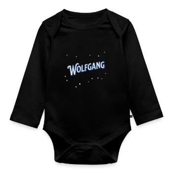 Wolfgang Namen personalisiert - Baby Bio-Langarm-Body - Schwarz - Vorne