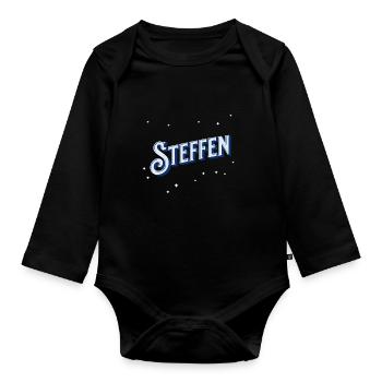 Steffen Namen personalisiert - Baby Bio-Langarm-Body - Schwarz - Vorne