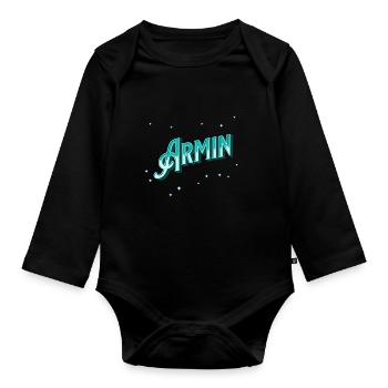 Armin's name personalized - Organic Longsleeve Baby Bodysuit - black - Front