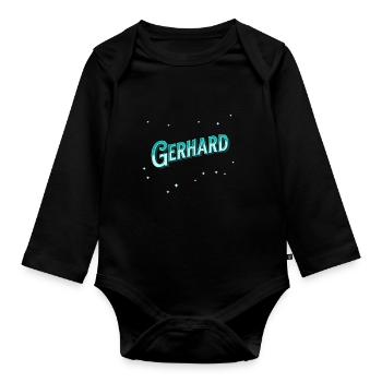 Le prénom de Gerhard personnalisé - Body Bébé bio manches longues - noir - Devant