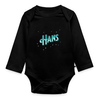 Le nom de Hans personnalisé - Body Bébé bio manches longues - noir - Devant