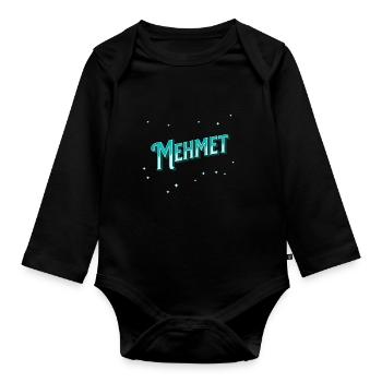 Mehmet Namen personalisiert - Baby Bio-Langarm-Body - Schwarz - Vorne