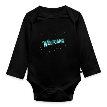 Wolfgang Namen personalisiert - Baby Bio-Langarm-Body - Schwarz - Vorne