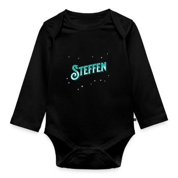 Steffen Namen personalisiert - Baby Bio-Langarm-Body - Schwarz - Vorne