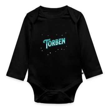 Torben Namen personalisiert - Baby Bio-Langarm-Body - Schwarz - Vorne