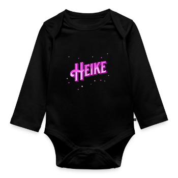 Heike Namen personnalisé - Body Bébé bio manches longues - noir - Devant