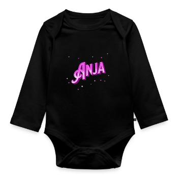 Anja Namen personalisiert - Baby Bio-Langarm-Body - Schwarz - Vorne