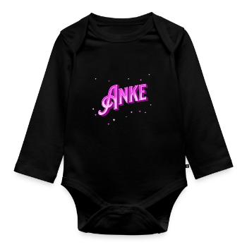 Nom Anke personnalisé - Body Bébé bio manches longues - noir - Devant