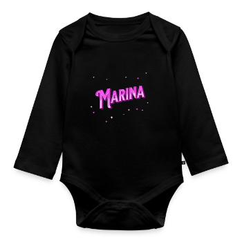 Nom de la marina personnalisé - Body Bébé bio manches longues - noir - Devant