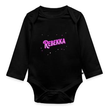 Rebekka Namen personalisiert - Baby Bio-Langarm-Body - Schwarz - Vorne