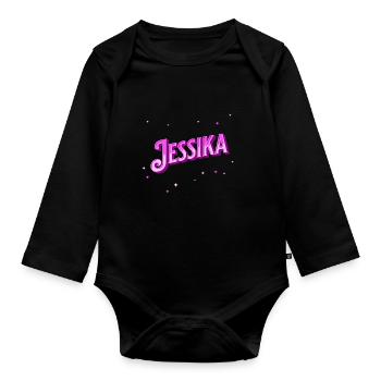 Jessika Namen personalisiert - Baby Bio-Langarm-Body - Schwarz - Vorne