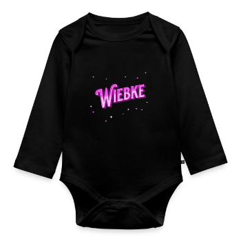 Wiebke name personalized - Organic Longsleeve Baby Bodysuit - black - Front