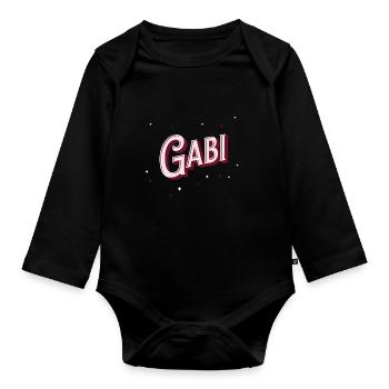 Gabi Namen personalisiert - Baby Bio-Langarm-Body - Schwarz - Vorne