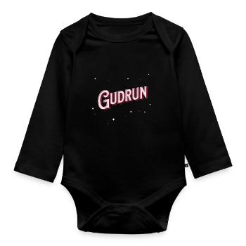 Gudrun Namen personalisiert - Baby Bio-Langarm-Body - Schwarz - Vorne